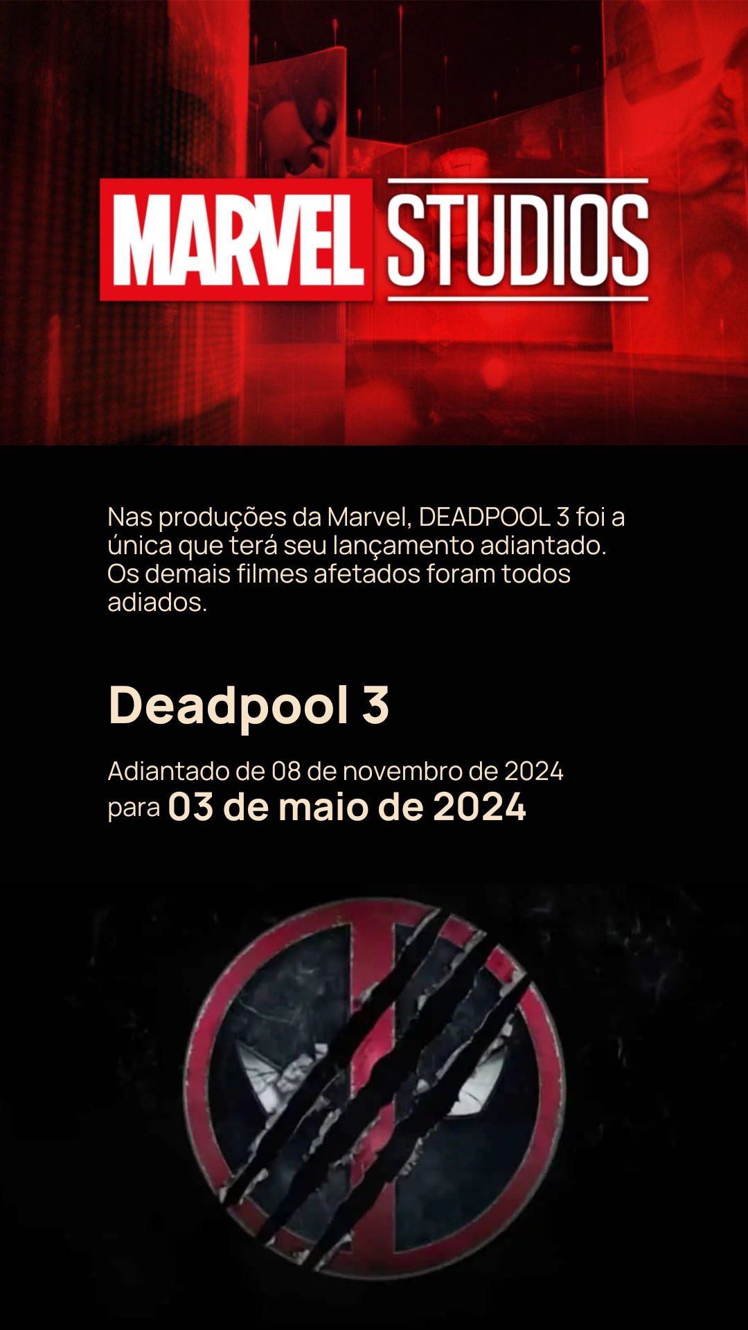 Deadpool 3 tem data de lançamento adiantada pela Disney